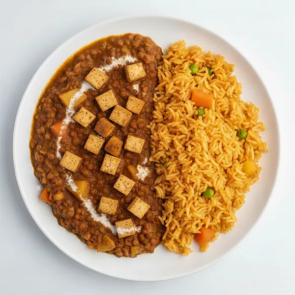 Lentil & Tofu Stew and Carrot Pilaf